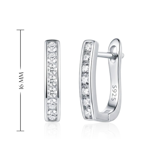 Minimalistiniai sidabriniai auskarai su smulkiais cirkoniais