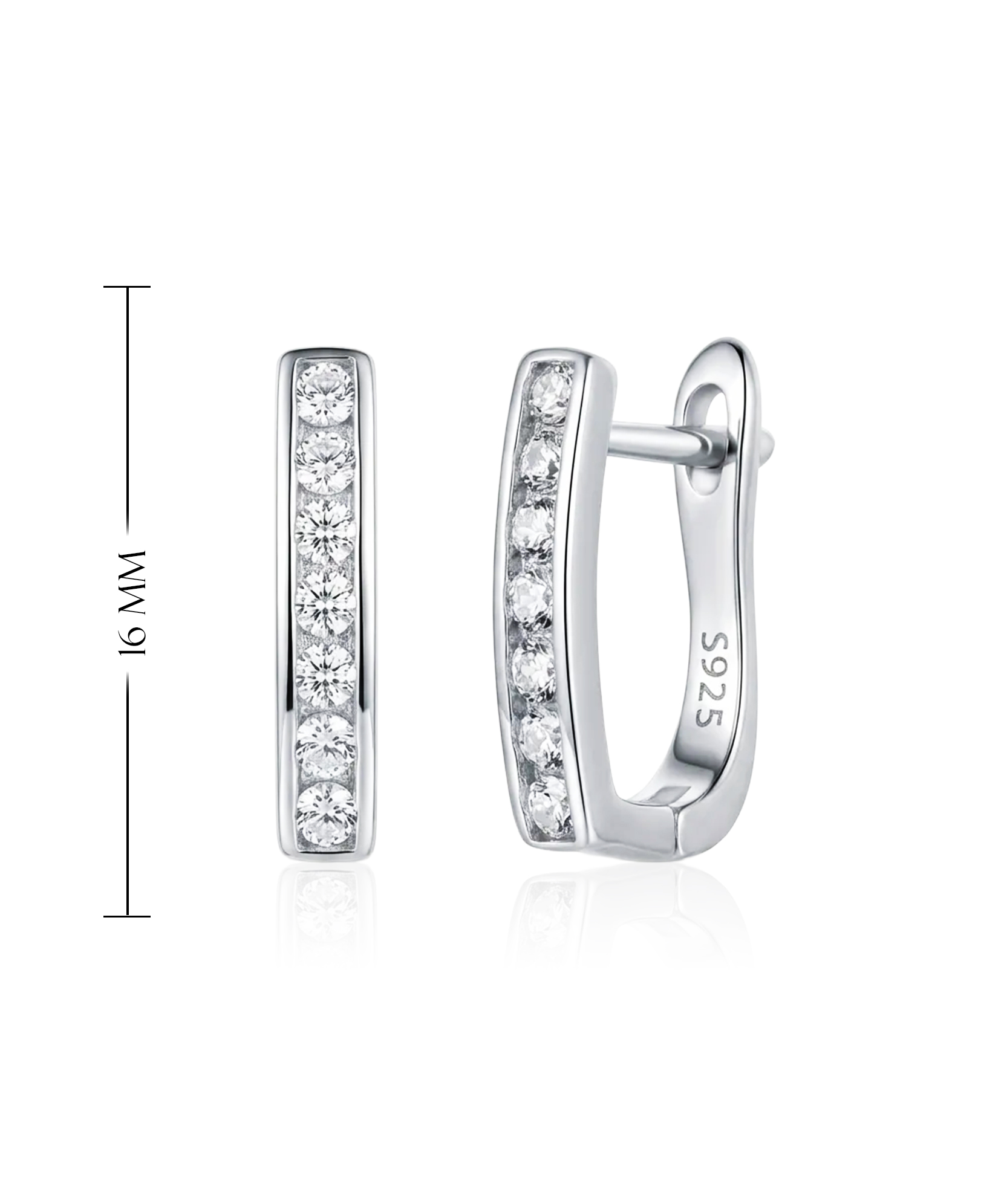 Minimalistiniai sidabriniai auskarai su smulkiais cirkoniais