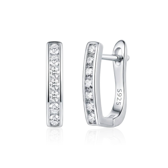 Sidabriniai auskarai su cirkoniais minimalistinio dizaino