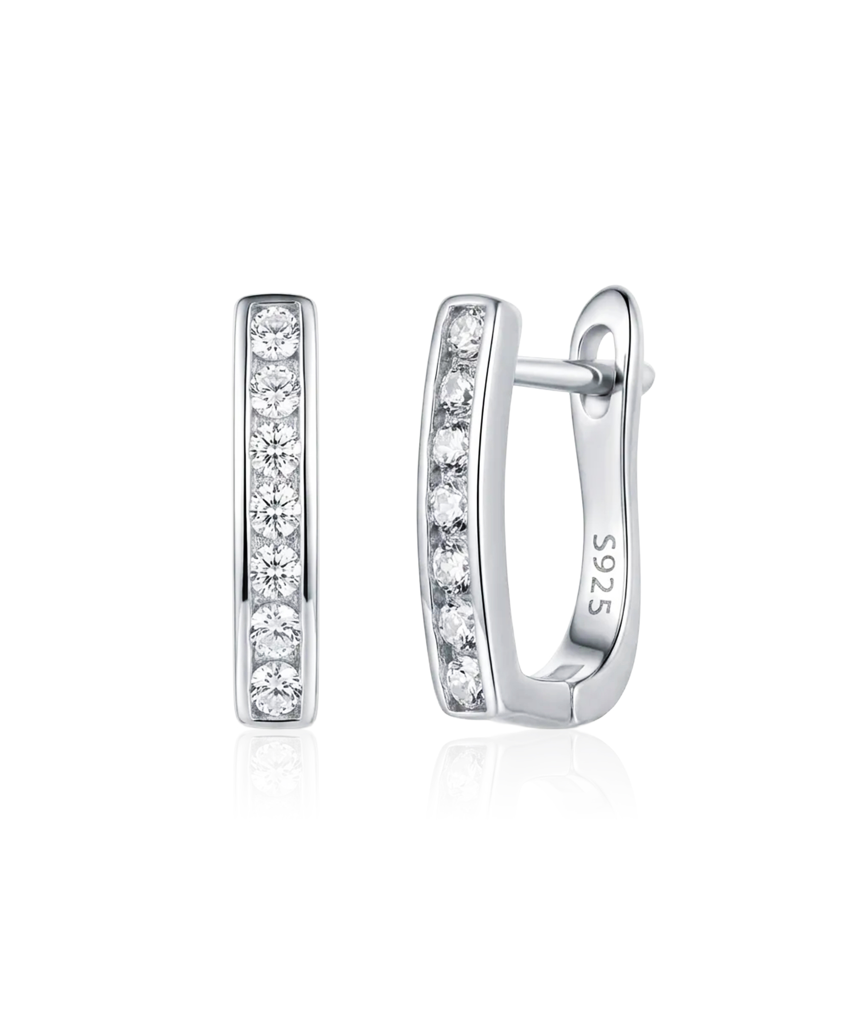 Sidabriniai auskarai su cirkoniais minimalistinio dizaino