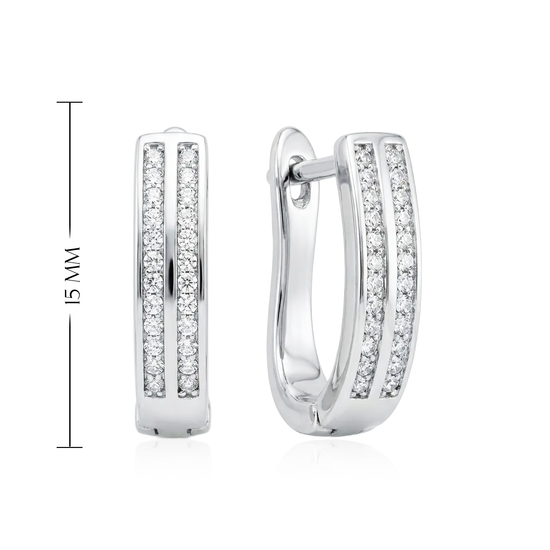 925 sidabro auskarai su cirkoniais ir lygiagrečiomis akmenų eilėmis