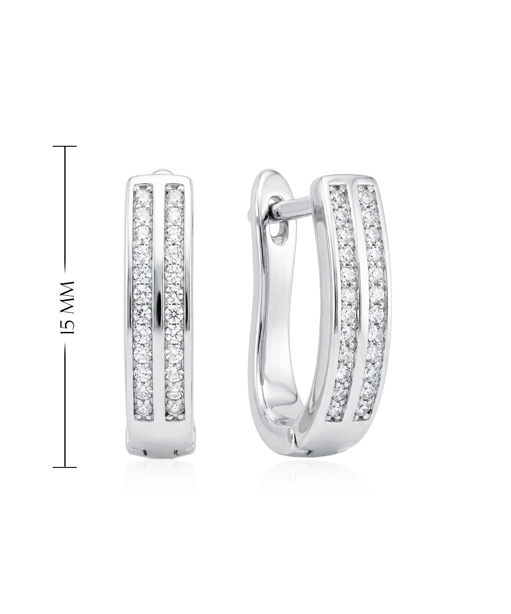 925 sidabro auskarai su cirkoniais ir lygiagrečiomis akmenų eilėmis