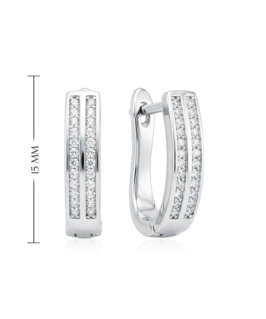 925 sidabro auskarai su cirkoniais ir lygiagrečiomis akmenų eilėmis