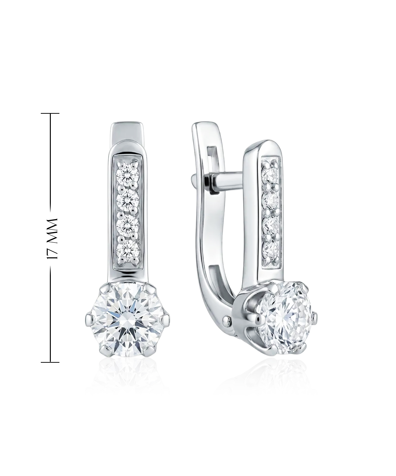 Elegantiški sidabriniai auskarai su keliais cirkoniais