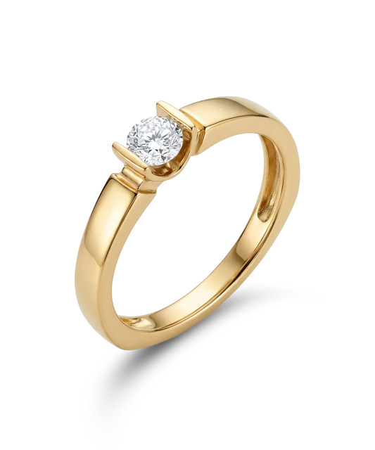 Auksinis žiedas su briliantu 0,13 ct 18,5 dydis