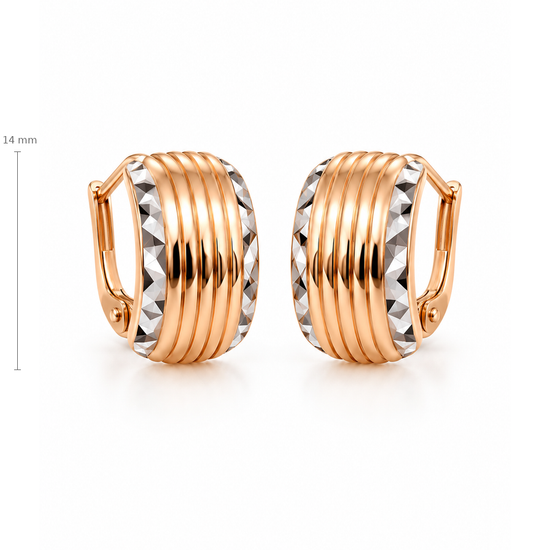 Auksiniai rievėti auskarai – aukštis 14 mm