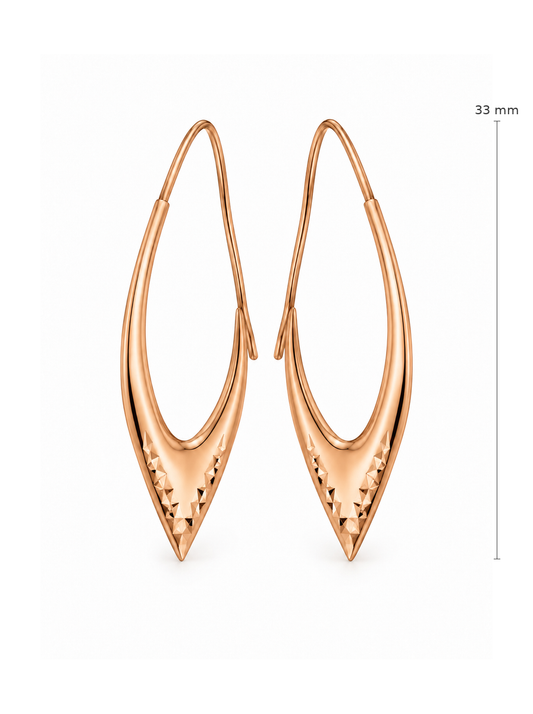 Auksiniai pailgi lašo formos auskarai – 33 mm