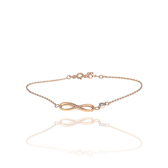 Auksinė apyrankė su begalybės simboliu ir cirkoniu