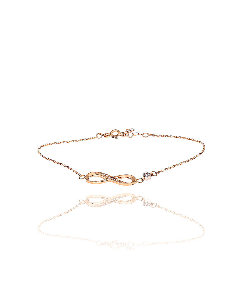 Auksinė apyrankė su begalybės simboliu ir cirkoniu