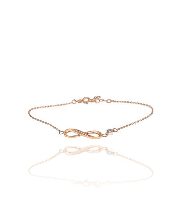 Auksinė apyrankė su begalybės simboliu ir cirkoniu