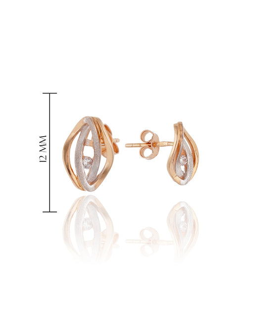 Modernūs auskarai su cirkonio akcentu