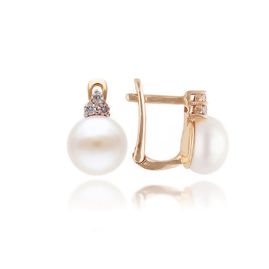 Auksiniai auskarai su perlu