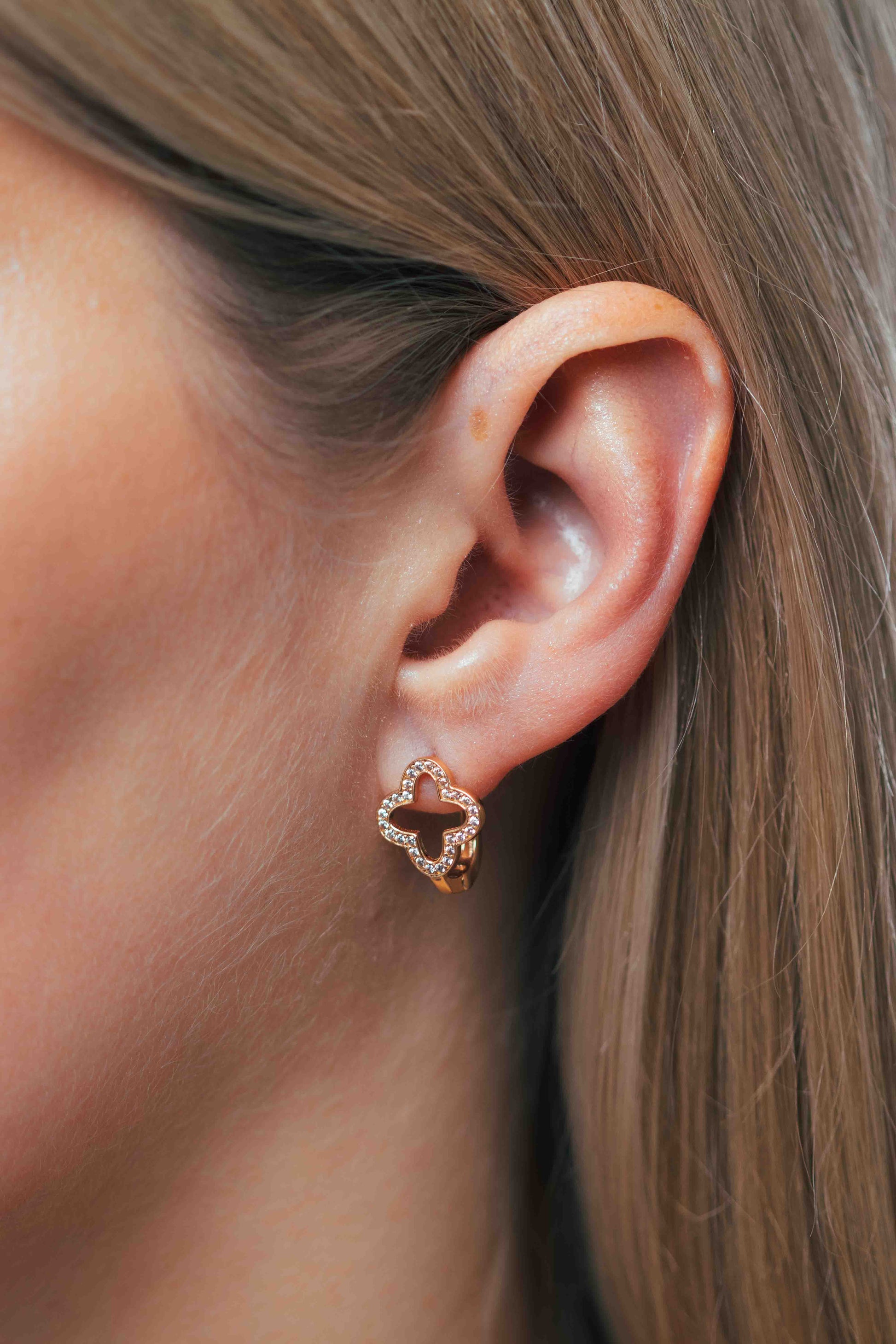 Auskarai su baltais akmenukais