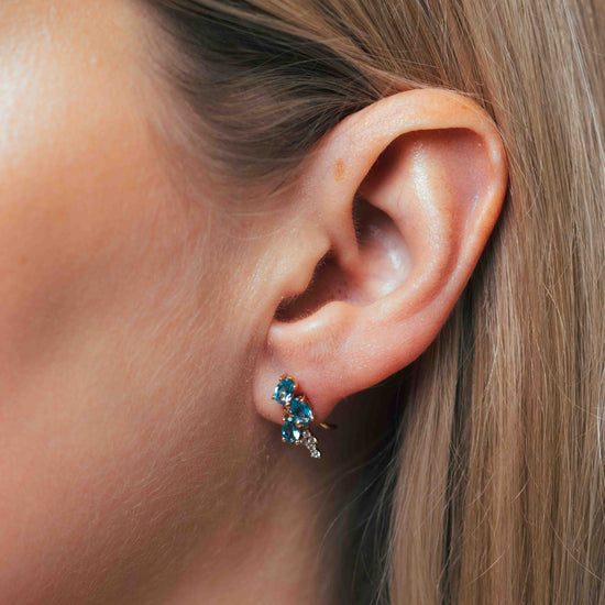 Auskarai su mėlynais kristalais