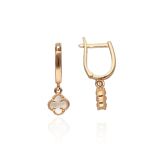 Auksiniai auskarai su dobilu