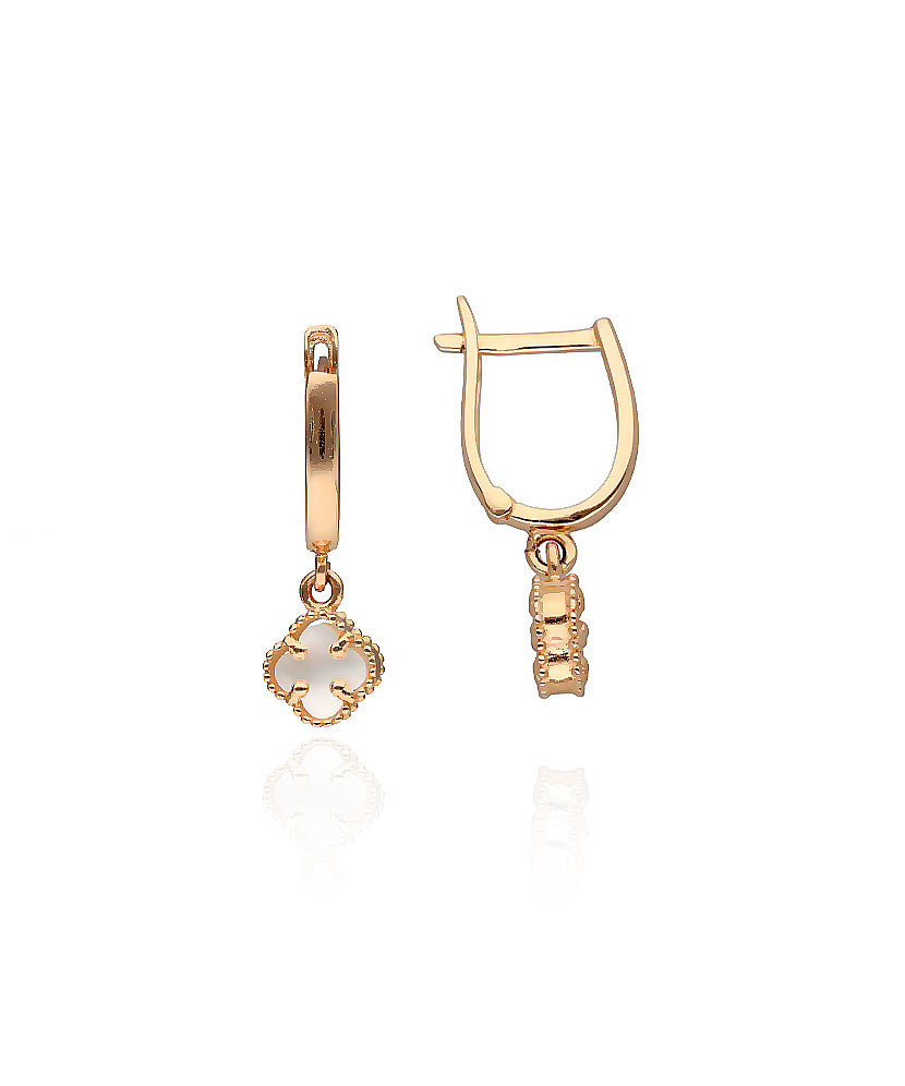 Auksiniai auskarai su dobilu