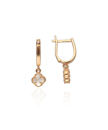 Auksiniai auskarai su dobilu