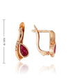 Auksiniai auskarai su lašo formos rubinu