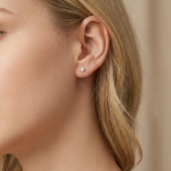 Auksiniai auskarai su 0,15 ct deimantu