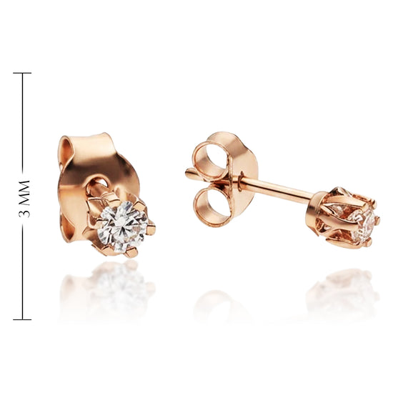 Auksiniai auskarai su 0,15 ct deimantu