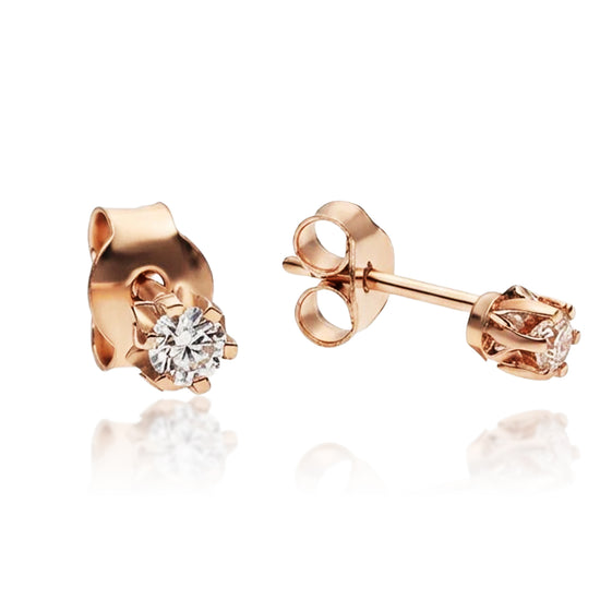 Auksiniai auskarai su 0,15 ct deimantu