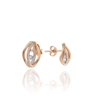 Auksiniai auskarai su balto aukso intarpu, 12 mm ilgio