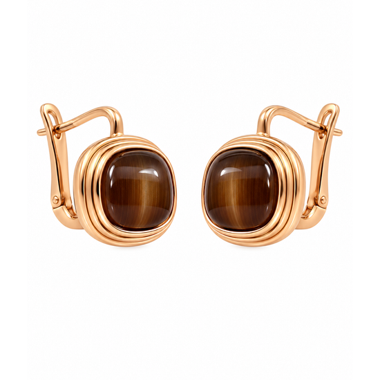 Auksiniai auskarai su katės akimi