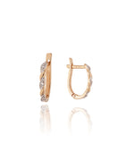 Raudono aukso auskarai su pynės rašto ornamentu ir cirkoniais