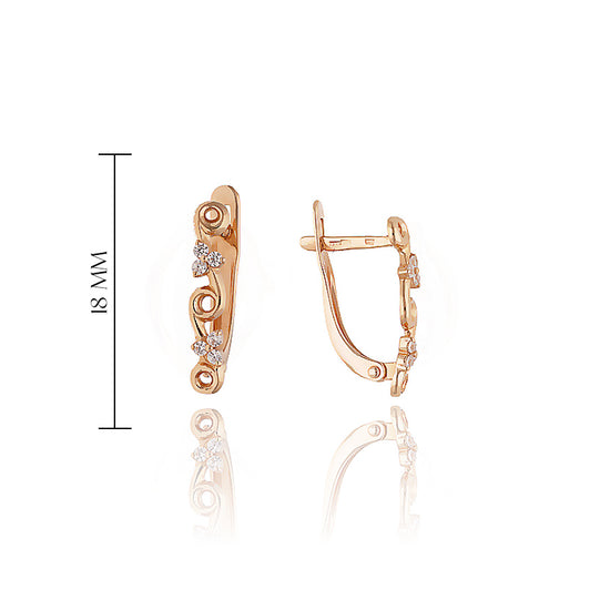 Moteriški 585 prabos auskarai su elegantišku vingiuotu dizainu