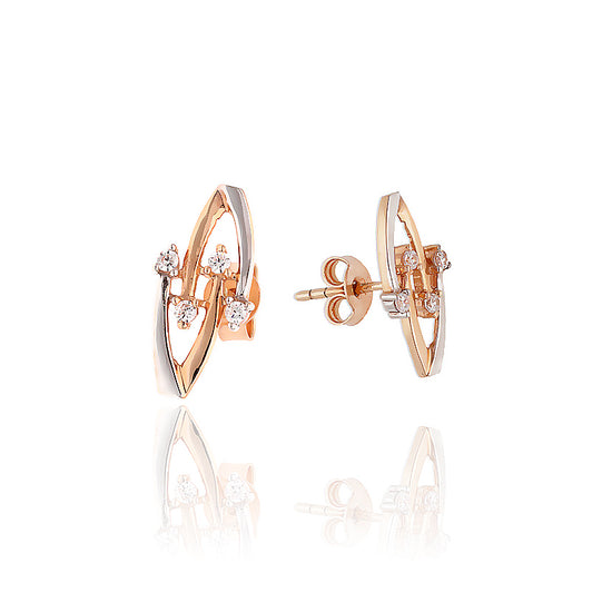 Auksiniai auskarai su žiedeliais ir cirkoniais