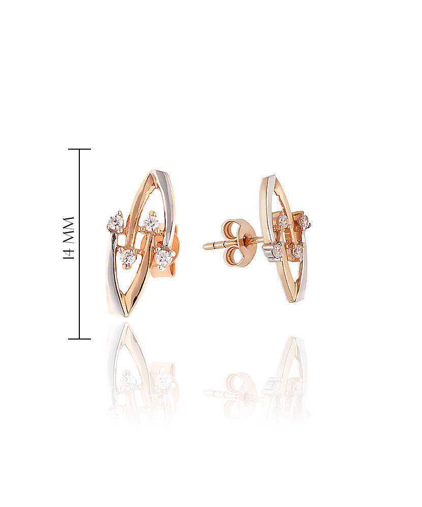 Elegantiški auskarai iš aukso su žiedų dizainu