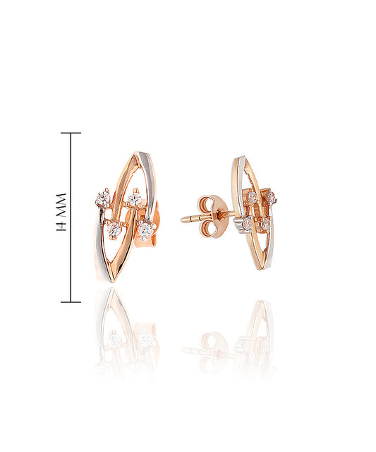 Elegantiški auskarai iš aukso su žiedų dizainu