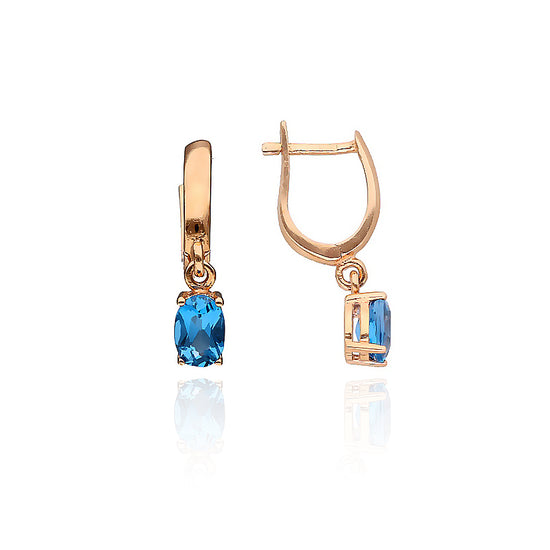 Auksiniai auskarai su kristalu