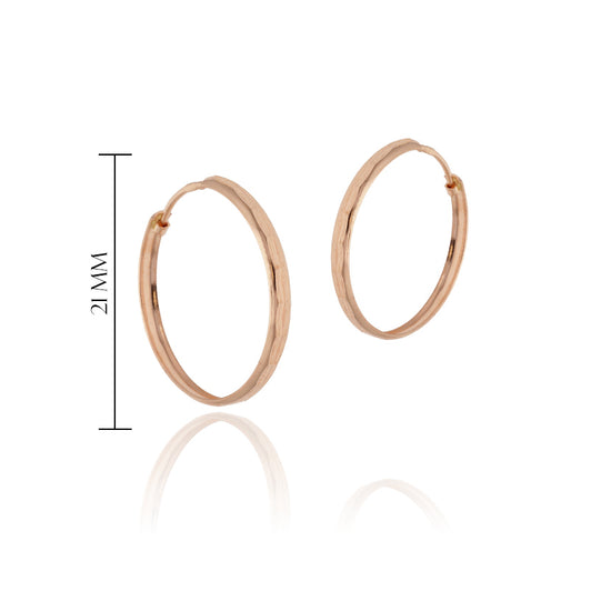 Rožinio aukso faktūriniai lankeliai – minimalistiniai auskarai