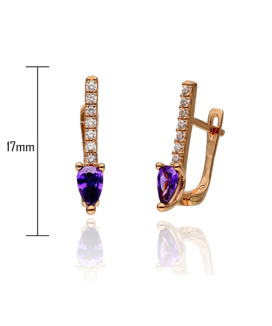 Violetinio akmens auskarai