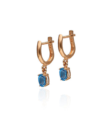 Auksiniai auskarai su mėlynu akmeniu