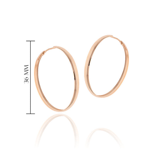 Auksiniai rožinio aukso auskarai – 36 mm lankeliai