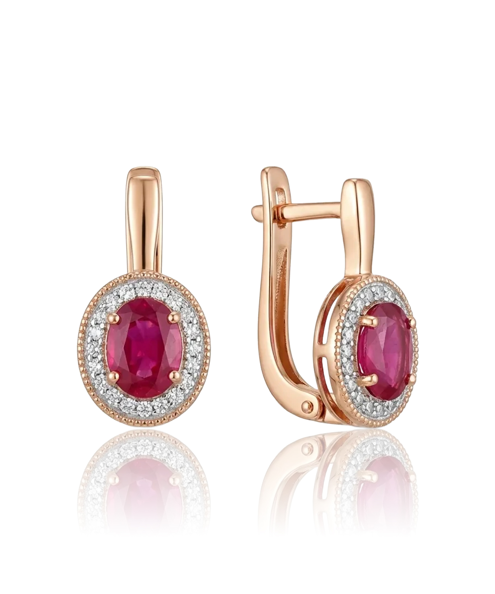 Auksiniai moteriški auskarai su rubinais