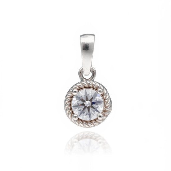 Auksinis pakabukas su cirkoniu ir virvutės ornamentu