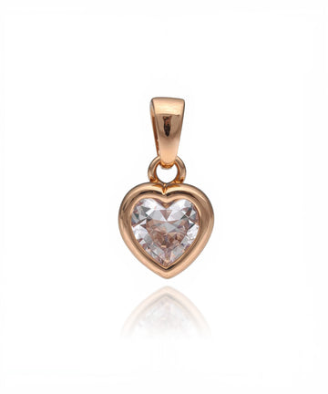 Auksinis širdelės formos pakabukas su cirkoniu

