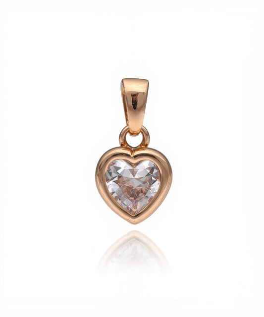 Auksinis širdelės formos pakabukas su cirkoniu
