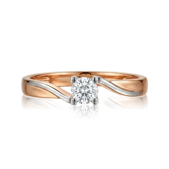 585 prabos auksinis žiedas su apvaliu briliantu