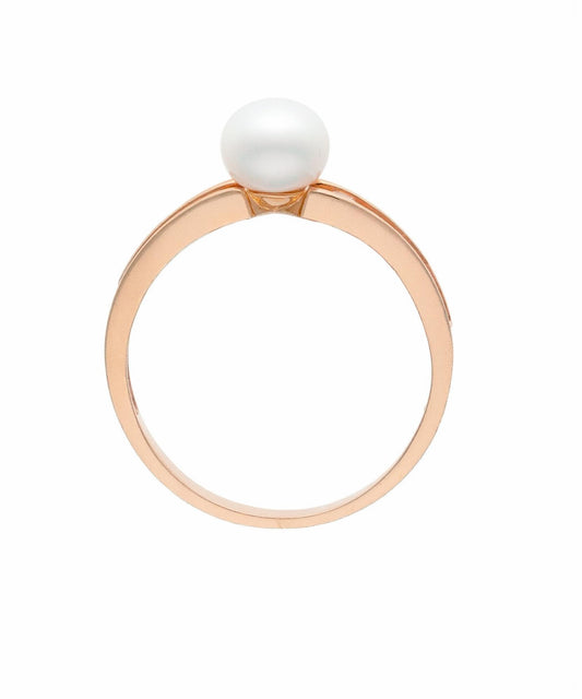 Moteriškas žiedas su briliantais ir perlu