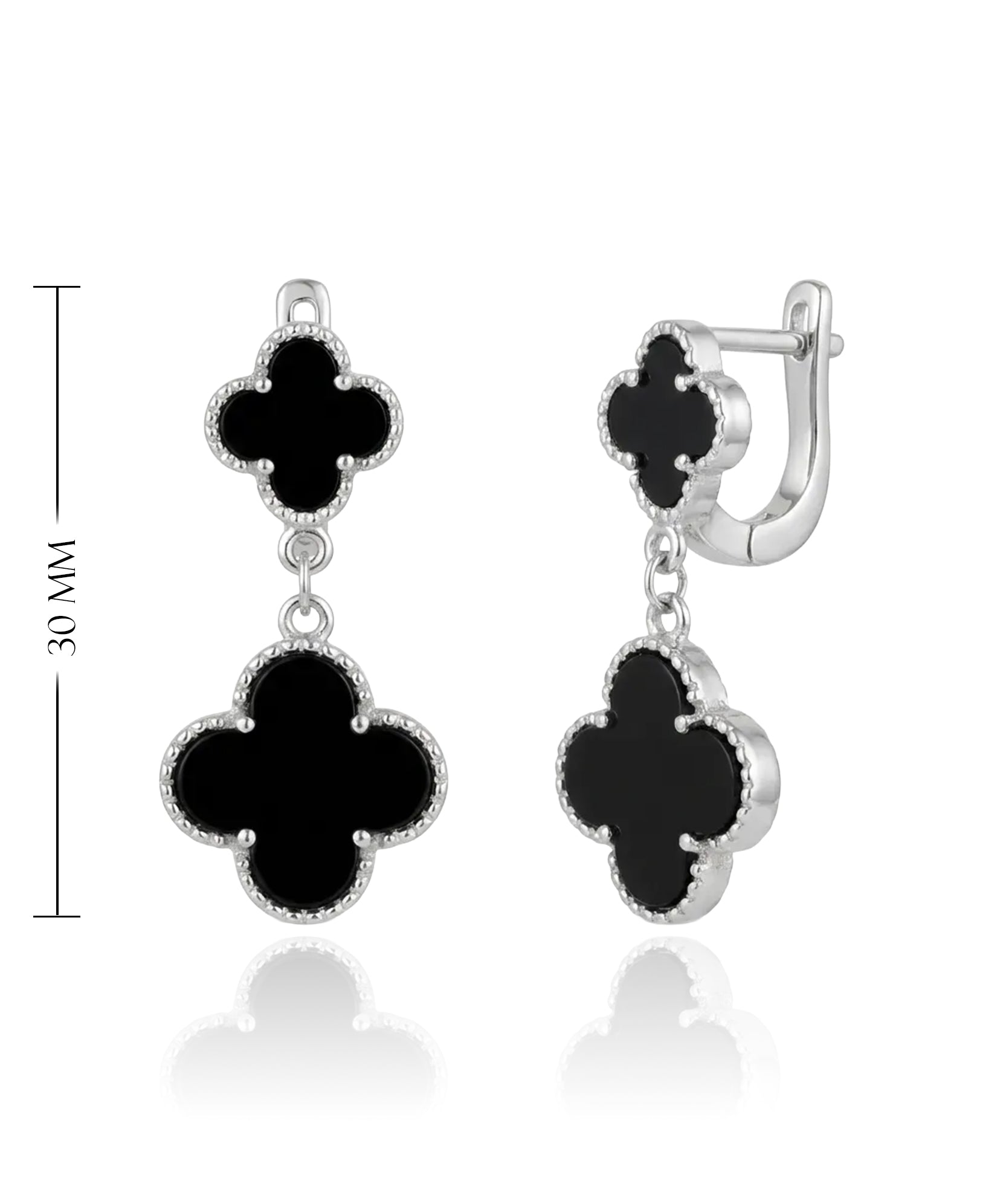 sidabriniai auskarai su oniksu