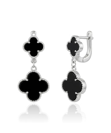 sidabriniai auskarai su dobilu