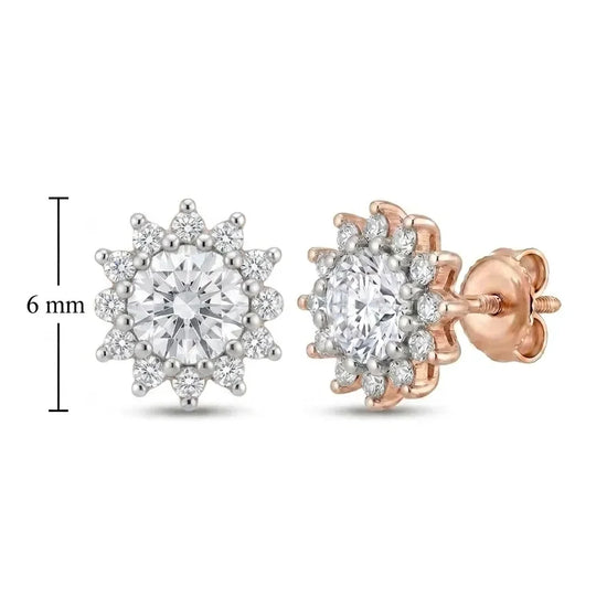 Dvispalvio aukso auskarai su cirkoniais 6 mm