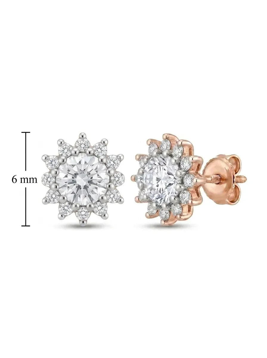 Dvispalvio aukso auskarai su cirkoniais 6 mm