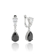 sidabriniai auskarai su juodu akmeniu