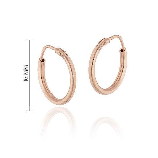 Klasikiniai 16 mm rožinio aukso auskarai