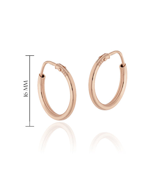 Klasikiniai 16 mm rožinio aukso auskarai